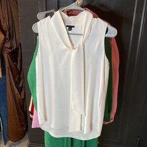 Ann Taylor White Sleeveless Blouse